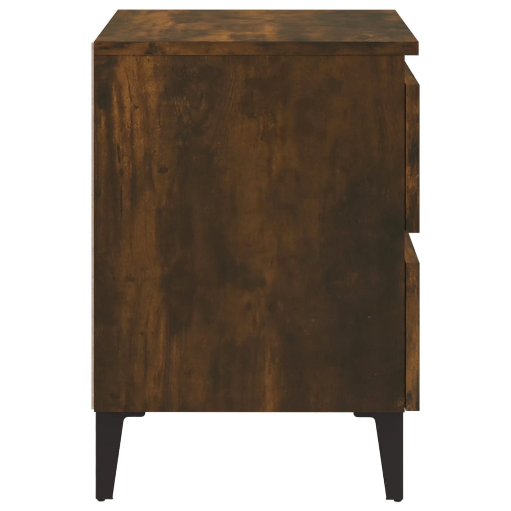 Nachtkastje Met Metalen Poten 40X35X50 Cm Gerookt Eikenkleurig