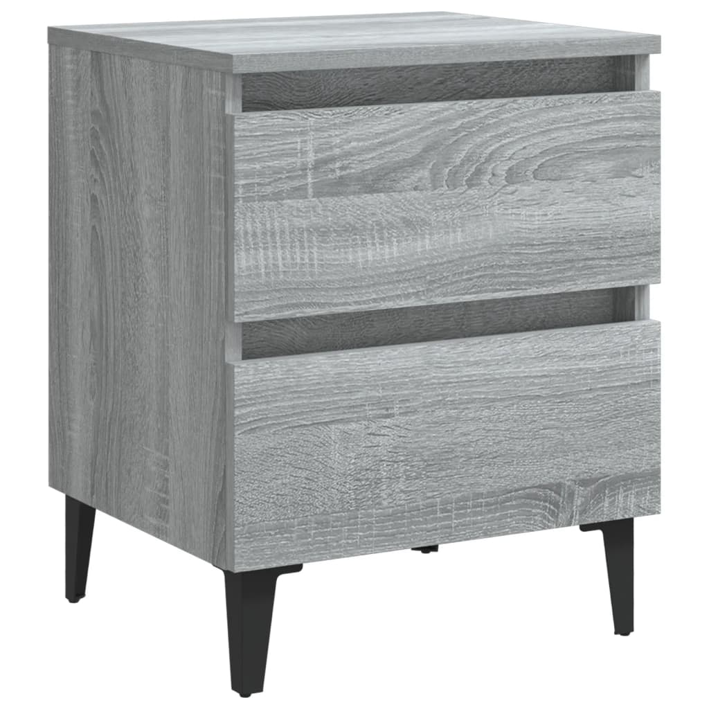Nachtkastje Met Metalen Poten 40X35X50 Cm Grijs Sonoma Eiken