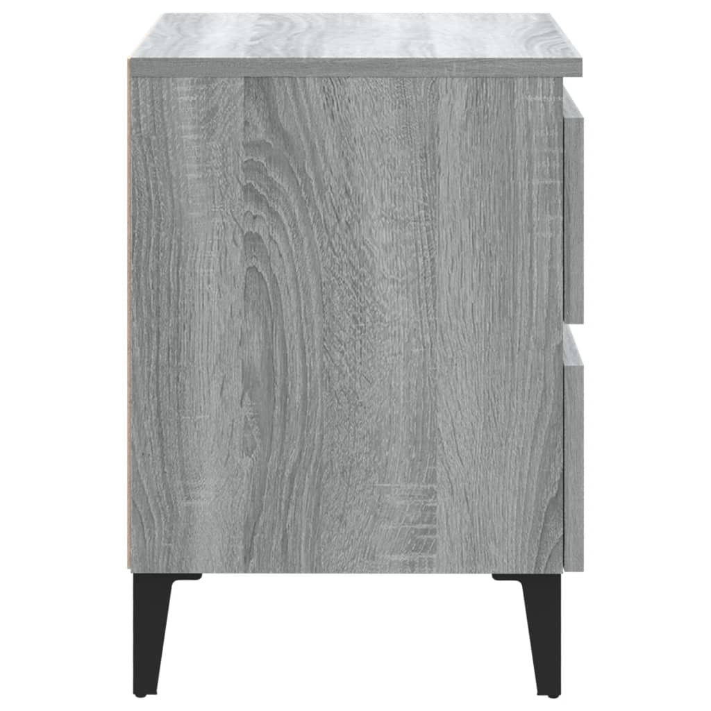 Nachtkastje Met Metalen Poten 40X35X50 Cm Grijs Sonoma Eiken