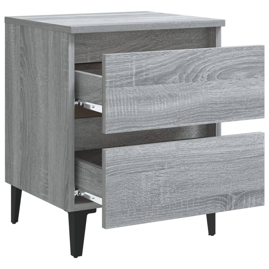 Nachtkastje Met Metalen Poten 40X35X50 Cm Grijs Sonoma Eiken