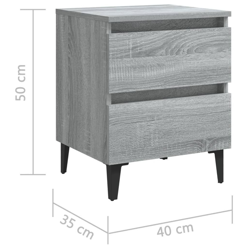 Nachtkastje Met Metalen Poten 40X35X50 Cm Grijs Sonoma Eiken