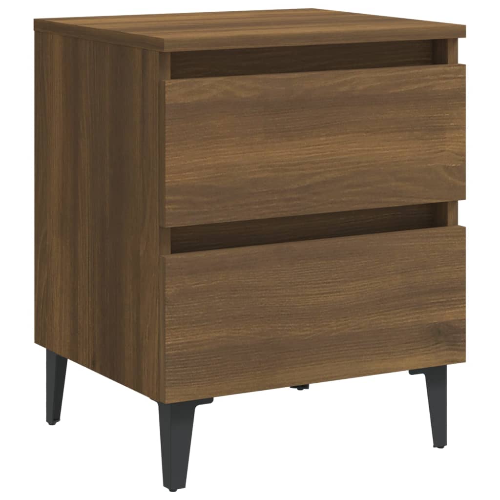 Nachtkastjes 2 St Met Metalen Poten 40X35X50 Cm Bruineikenkleur