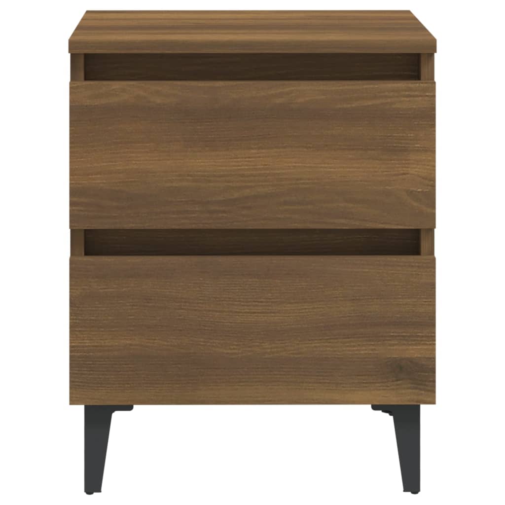 Nachtkastjes 2 St Met Metalen Poten 40X35X50 Cm Bruineikenkleur
