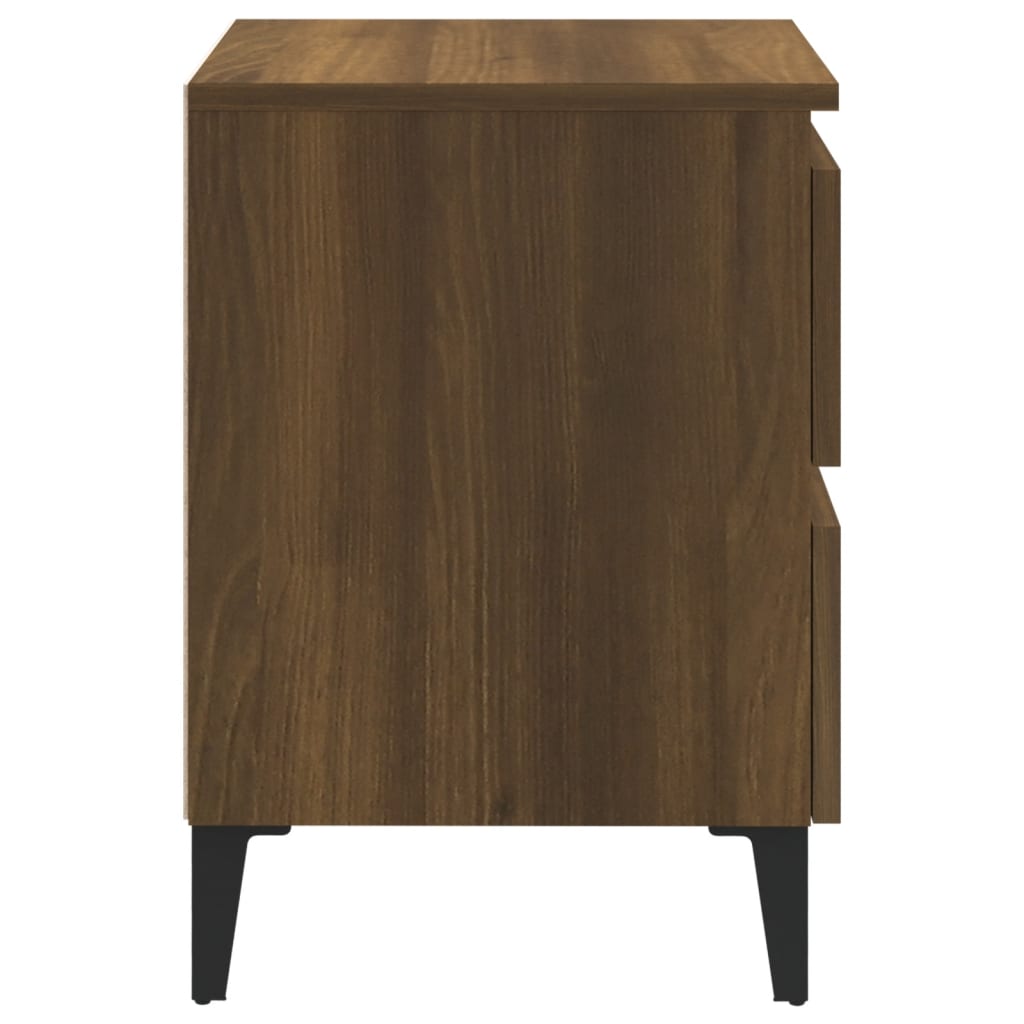 Nachtkastjes 2 St Met Metalen Poten 40X35X50 Cm Bruineikenkleur