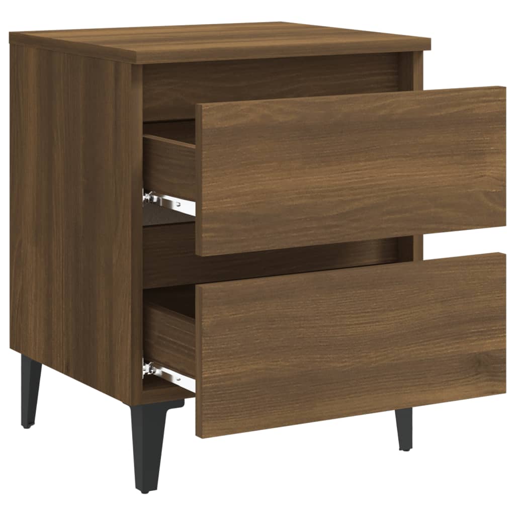 Nachtkastjes 2 St Met Metalen Poten 40X35X50 Cm Bruineikenkleur
