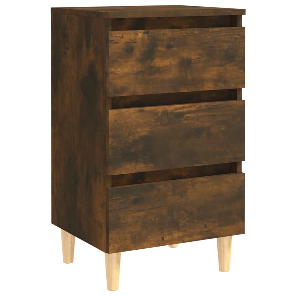Nachtkastje Met Houten Poten 40X35X69 Cm Gerookt Eikenkleurig
