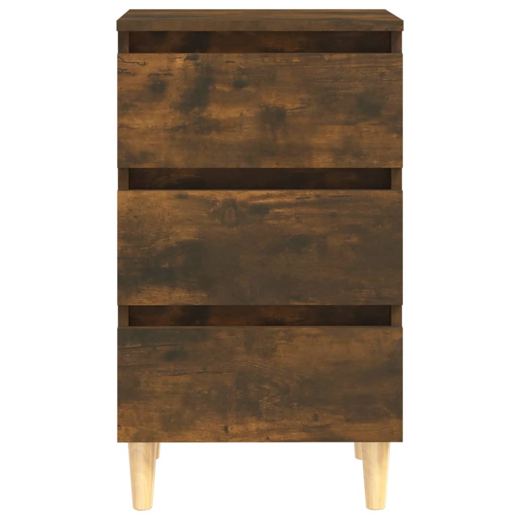 Nachtkastje Met Houten Poten 40X35X69 Cm Gerookt Eikenkleurig
