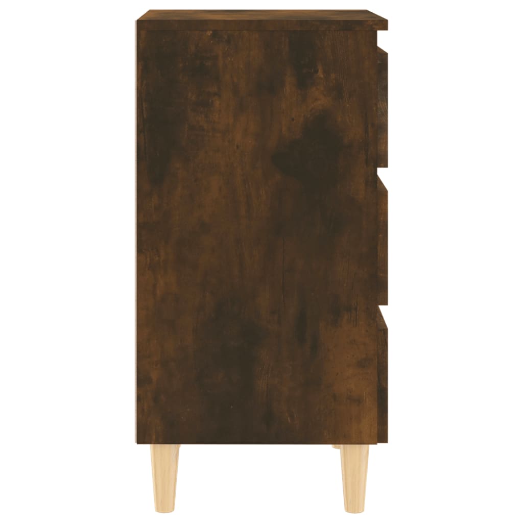 Nachtkastje Met Houten Poten 40X35X69 Cm Gerookt Eikenkleurig
