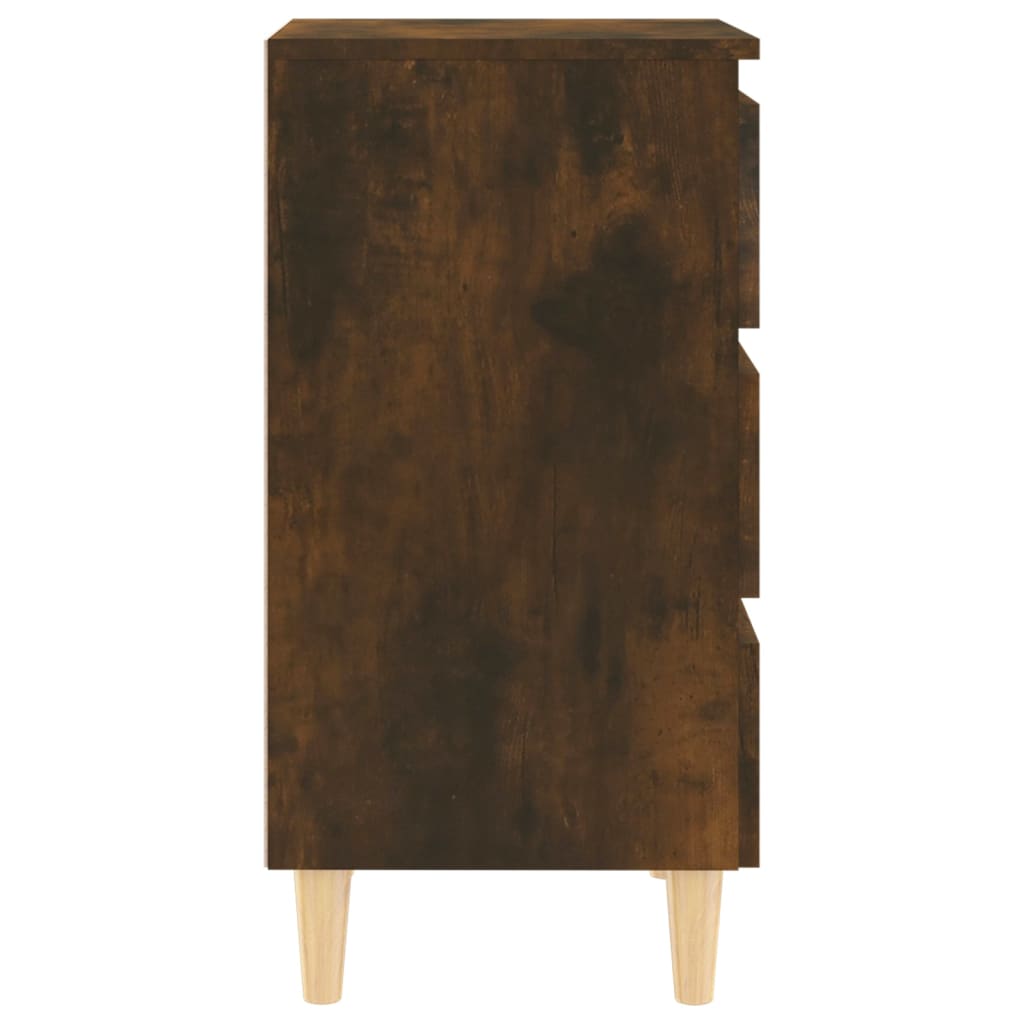Nachtkastjes 2 St Met Houten Poten 40X35X69 Cm Gerookt Eiken