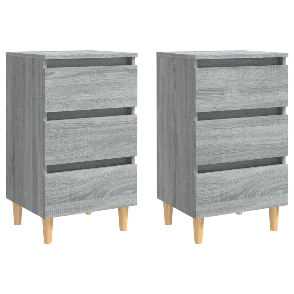 Nachtkastjes 2 St Met Houten Poten 40X35X69 Cm Grijs Sonoma