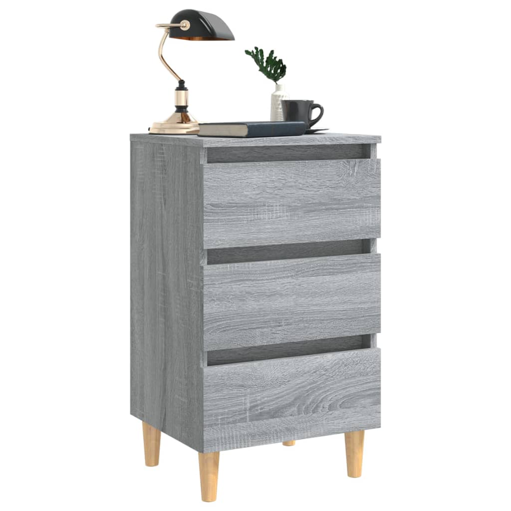 Nachtkastjes 2 St Met Houten Poten 40X35X69 Cm Grijs Sonoma