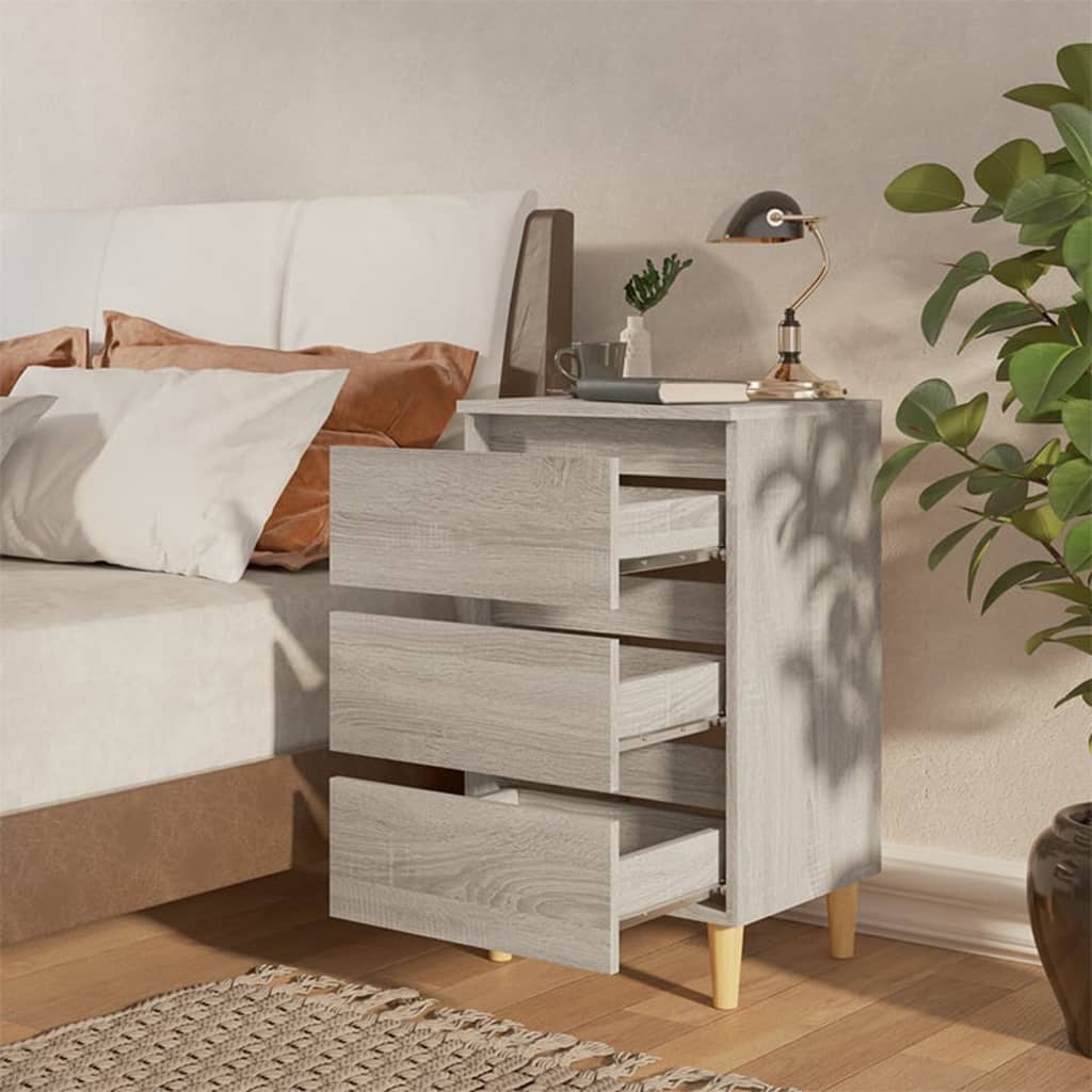 Nachtkastjes 2 St Met Houten Poten 40X35X69 Cm Grijs Sonoma