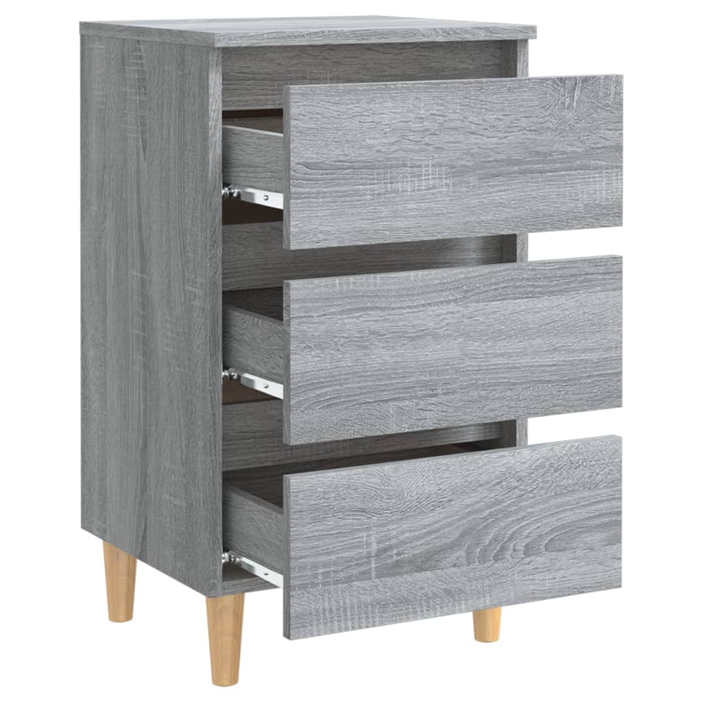 Nachtkastjes 2 St Met Houten Poten 40X35X69 Cm Grijs Sonoma