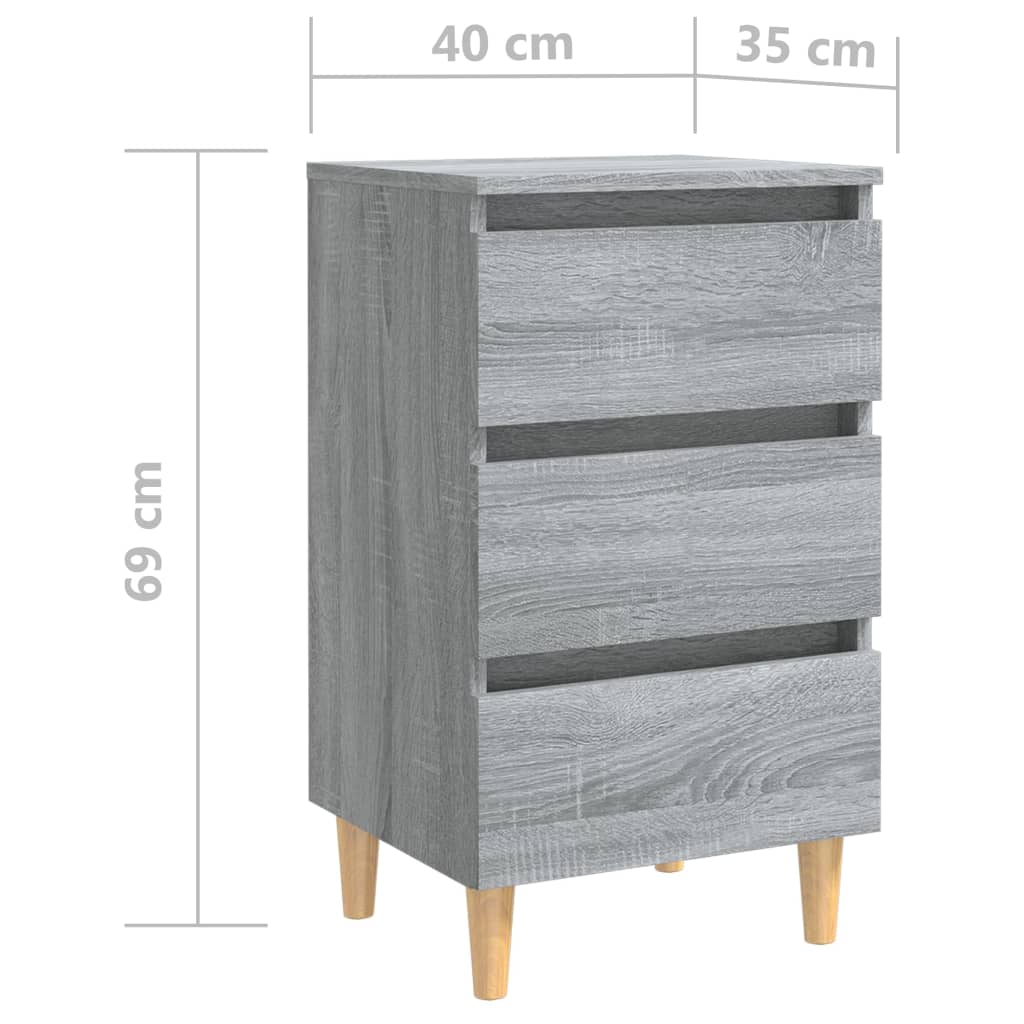 Nachtkastjes 2 St Met Houten Poten 40X35X69 Cm Grijs Sonoma