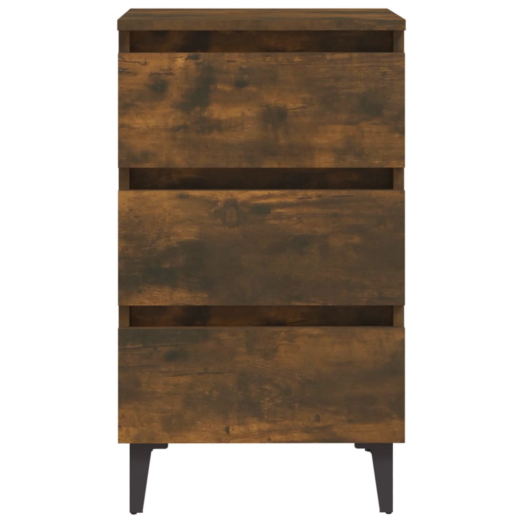 Nachtkastje Met Metalen Poten 40X35X69 Cm Gerookt Eikenkleurig