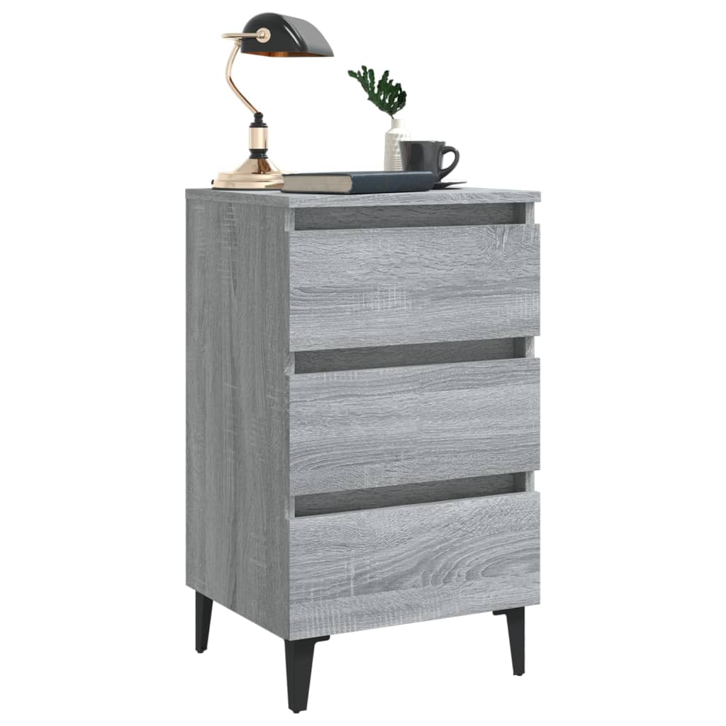 Nachtkastjes 2 St Met Metalen Poten 40X35X69 Cm Grijs Sonoma