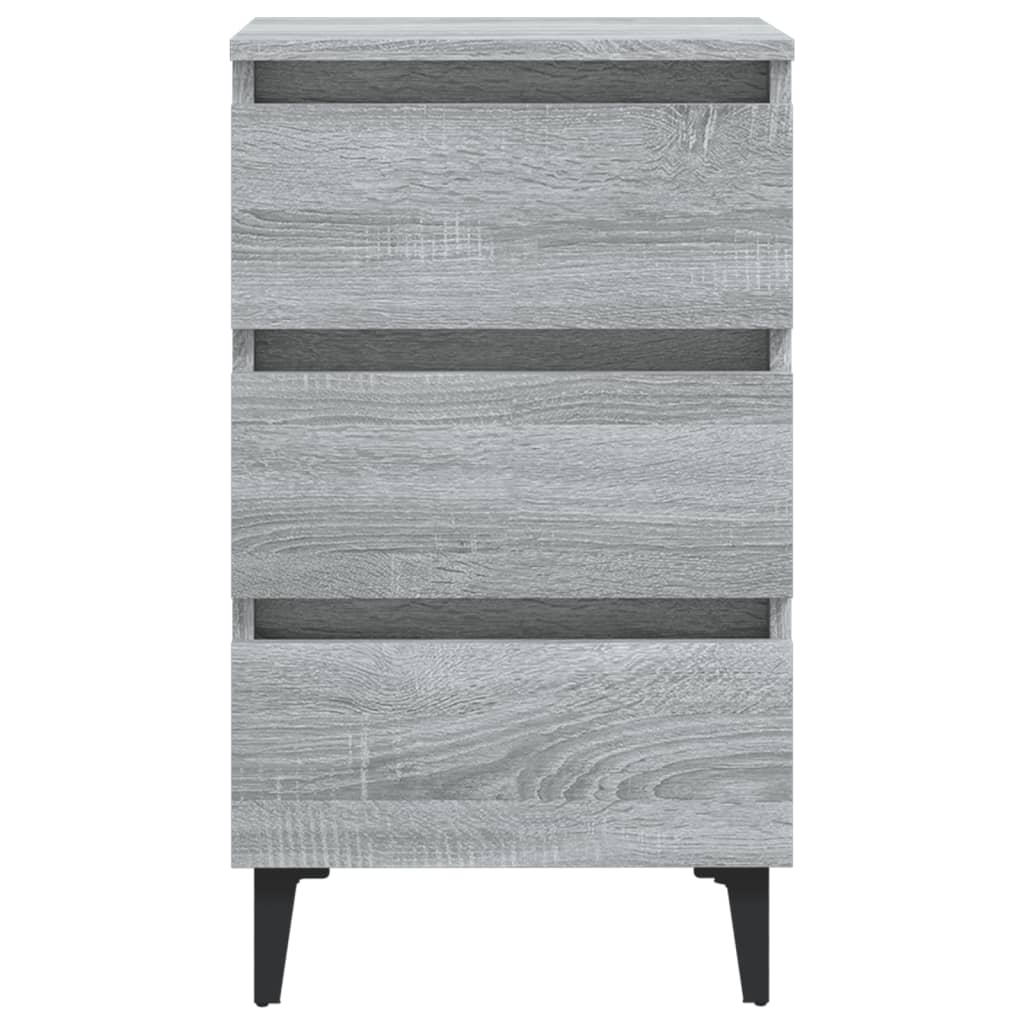 Nachtkastjes 2 St Met Metalen Poten 40X35X69 Cm Grijs Sonoma