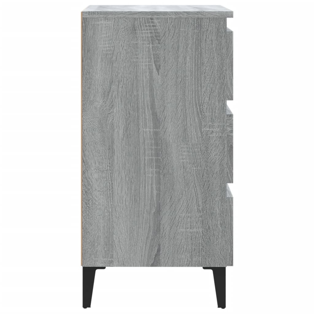 Nachtkastjes 2 St Met Metalen Poten 40X35X69 Cm Grijs Sonoma