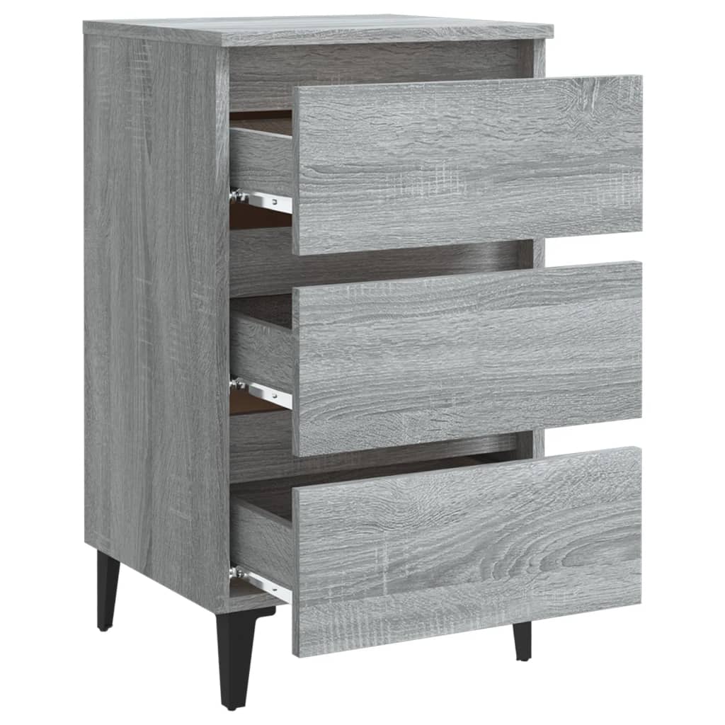 Nachtkastjes 2 St Met Metalen Poten 40X35X69 Cm Grijs Sonoma