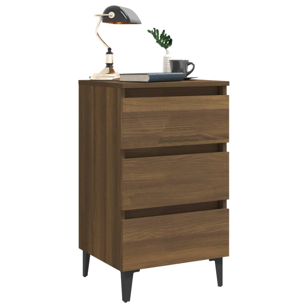 Nachtkastje Met Metalen Poten 40X35X69 Cm Bruineikenkleurig
