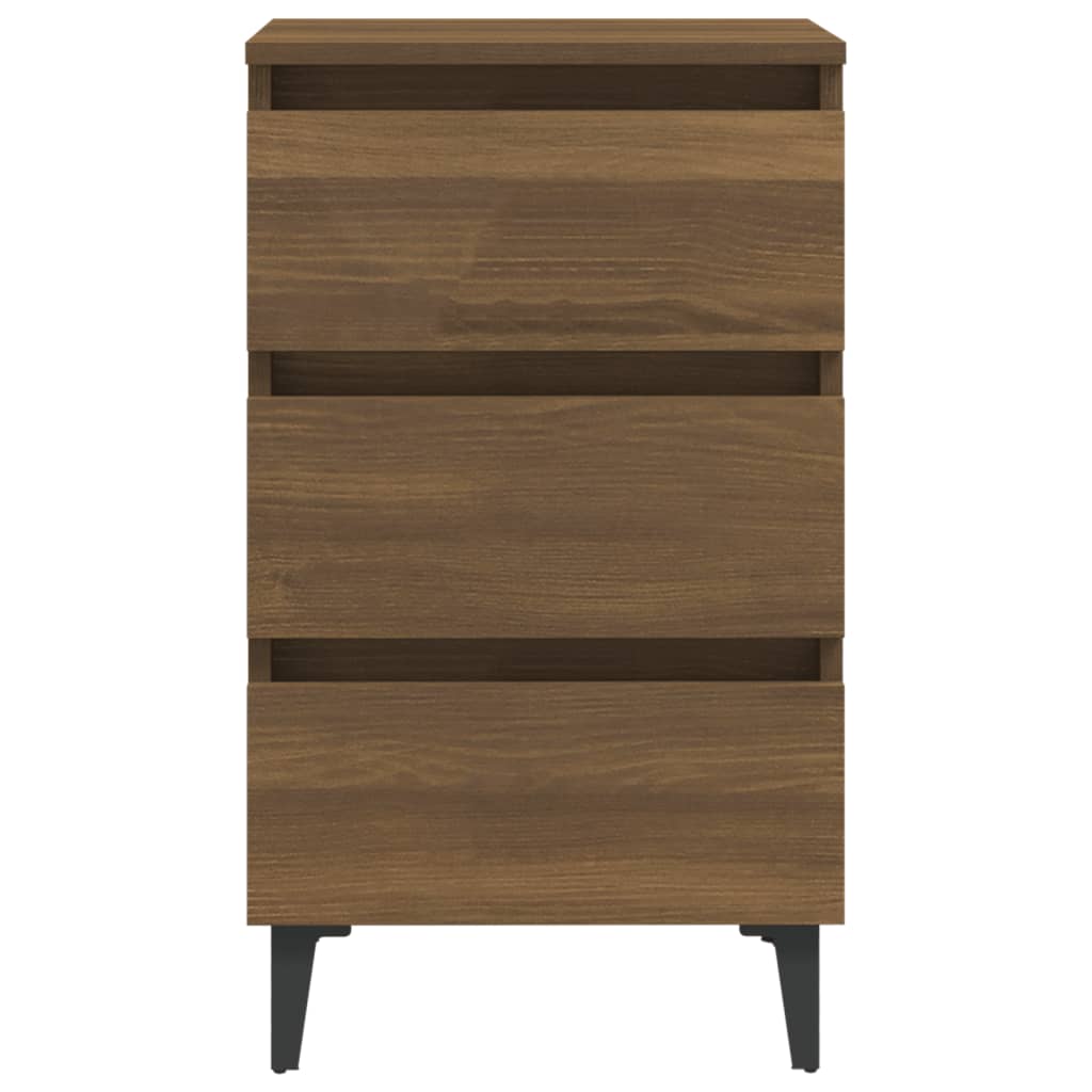 Nachtkastje Met Metalen Poten 40X35X69 Cm Bruineikenkleurig