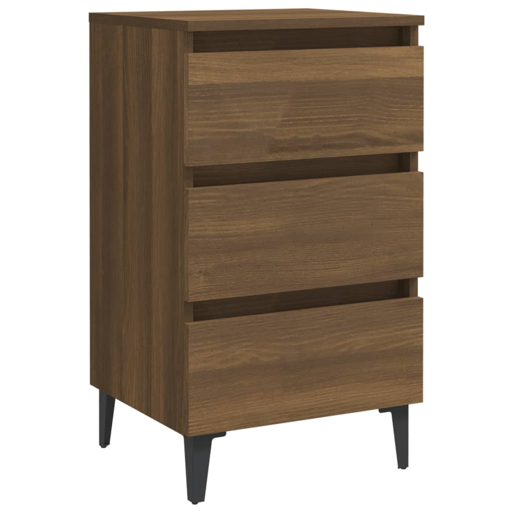 Nachtkastjes 2 St Met Metalen Poten 40X35X69 Cm Bruineikenkleur