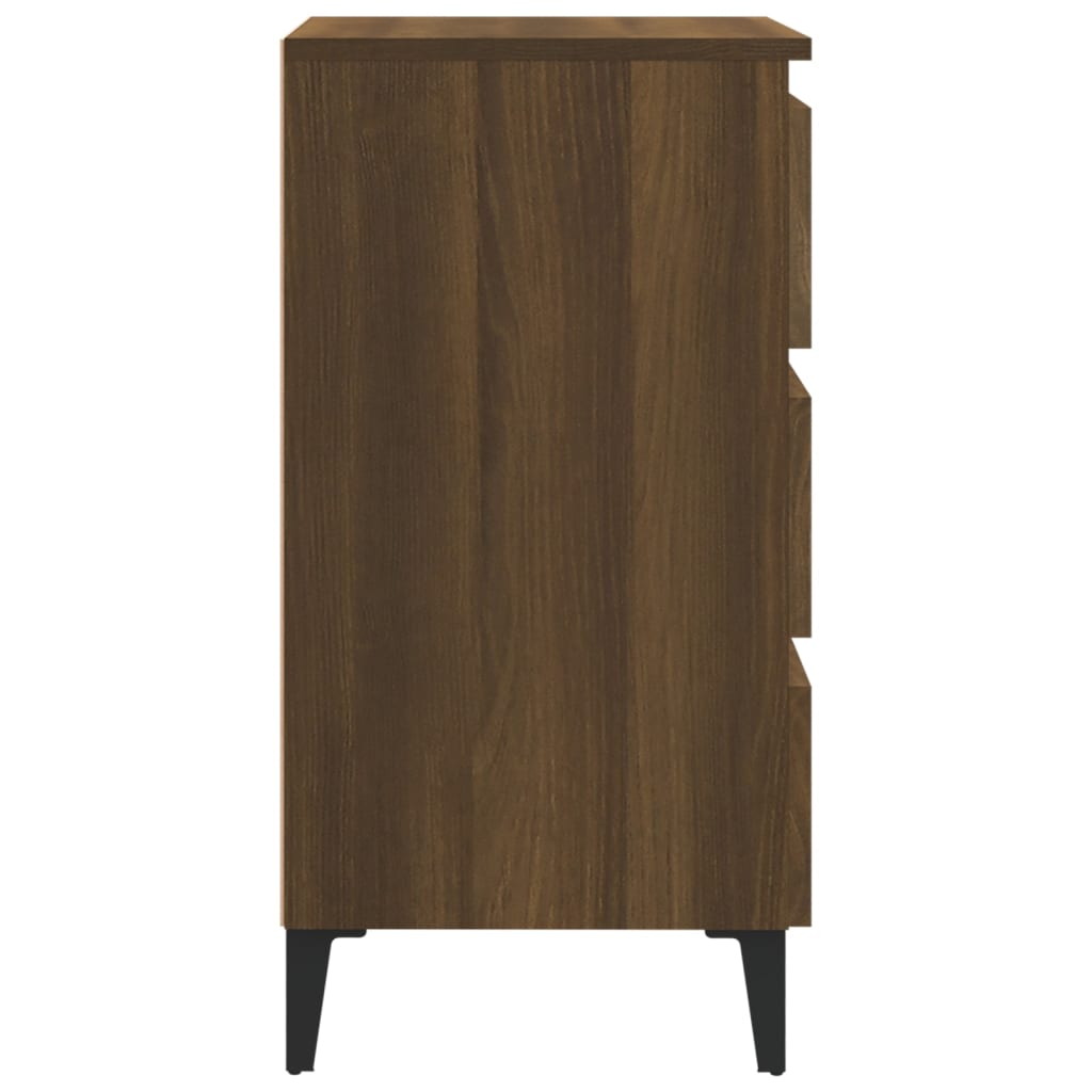 Nachtkastjes 2 St Met Metalen Poten 40X35X69 Cm Bruineikenkleur