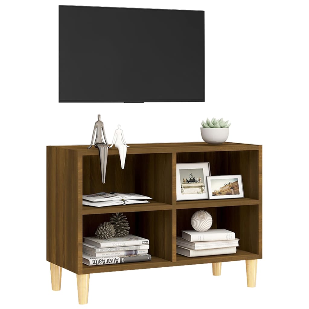 Tv-Meubel Met Houten Poten 69,5X30X50 Cm Bruineikenkleurig