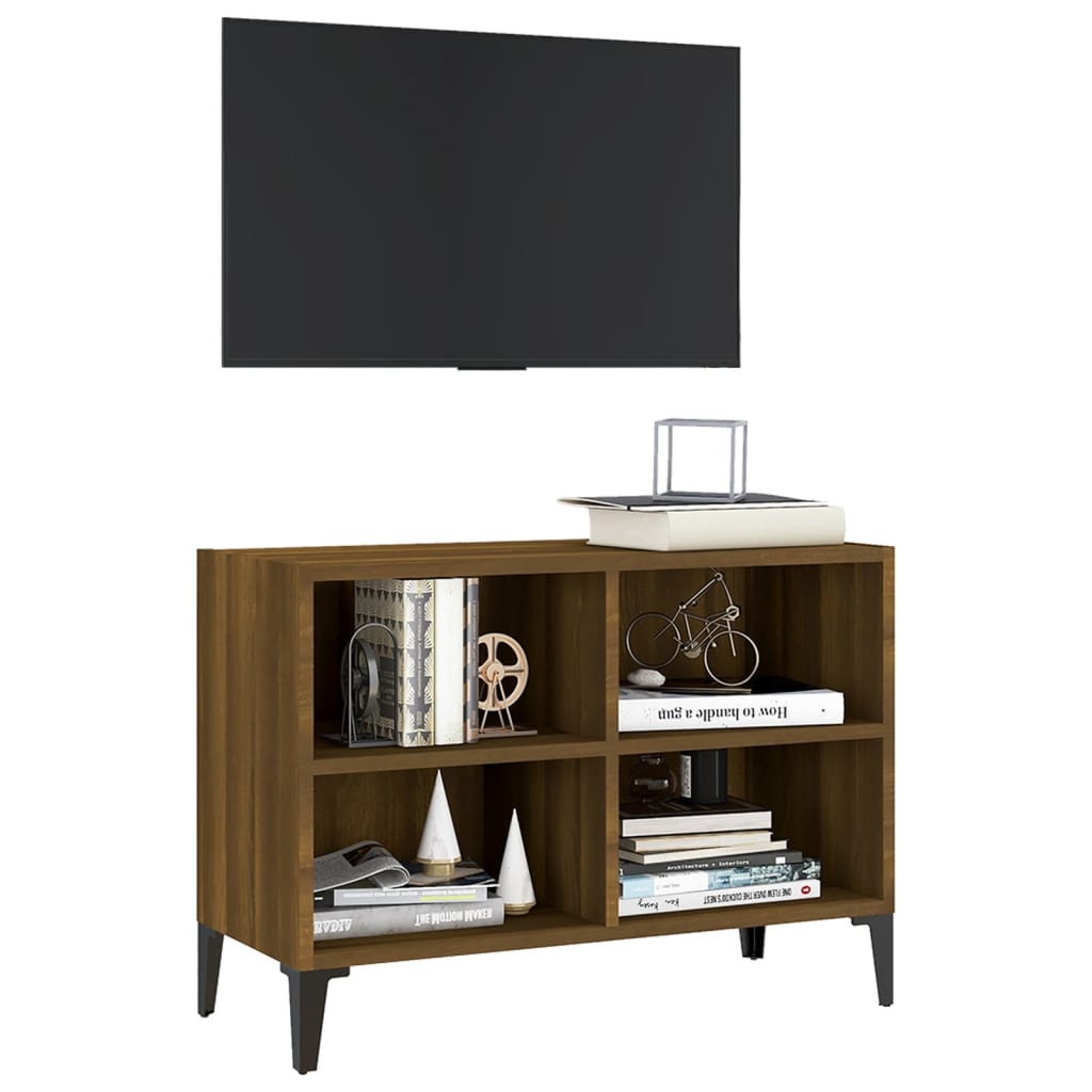 Tv-Meubel Met Metalen Poten 69,5X30X50 Cm Bruineikenkleurig