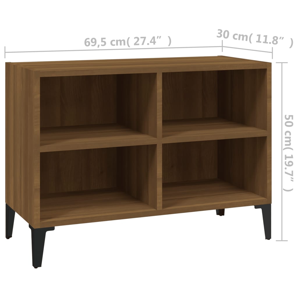 Tv-Meubel Met Metalen Poten 69,5X30X50 Cm Bruineikenkleurig