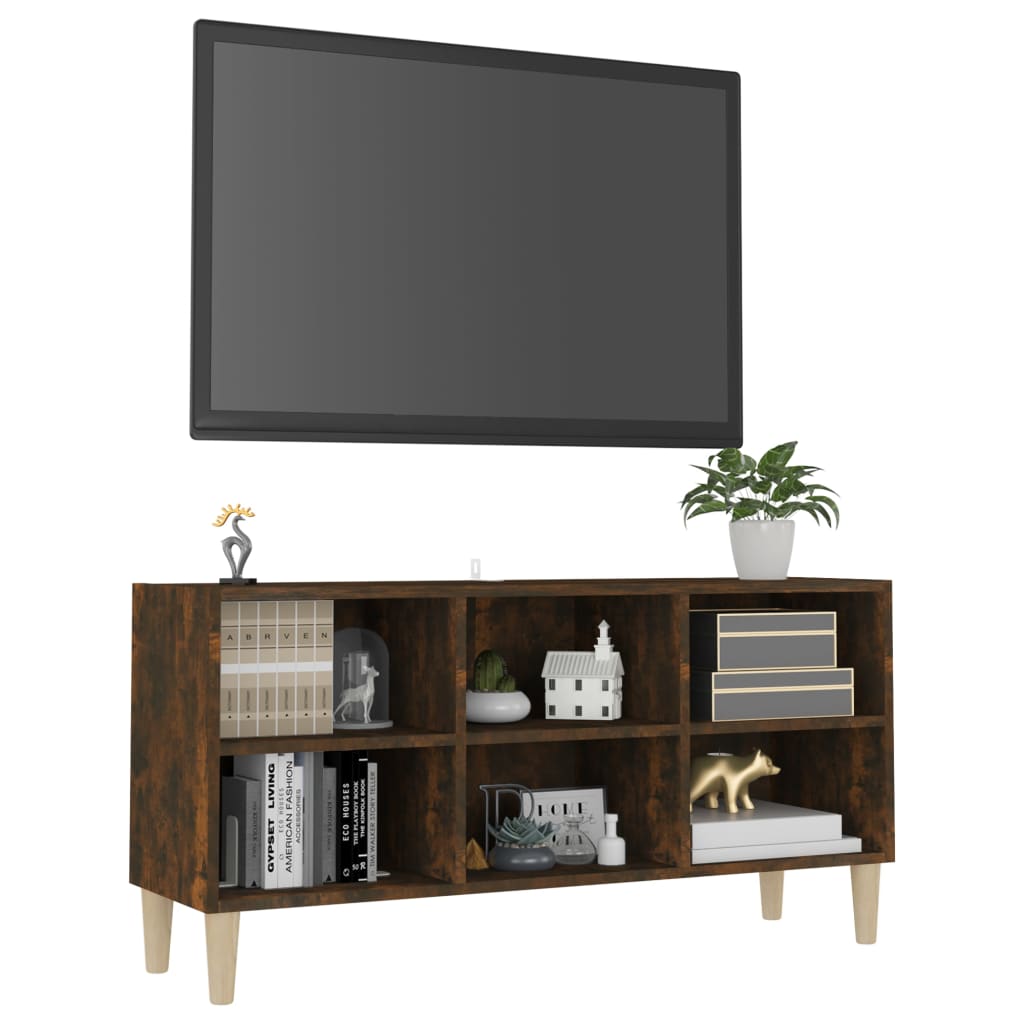 Tv-Meubel Met Houten Poten 103,5X30X50 Cm Gerookt Eikenkleurig