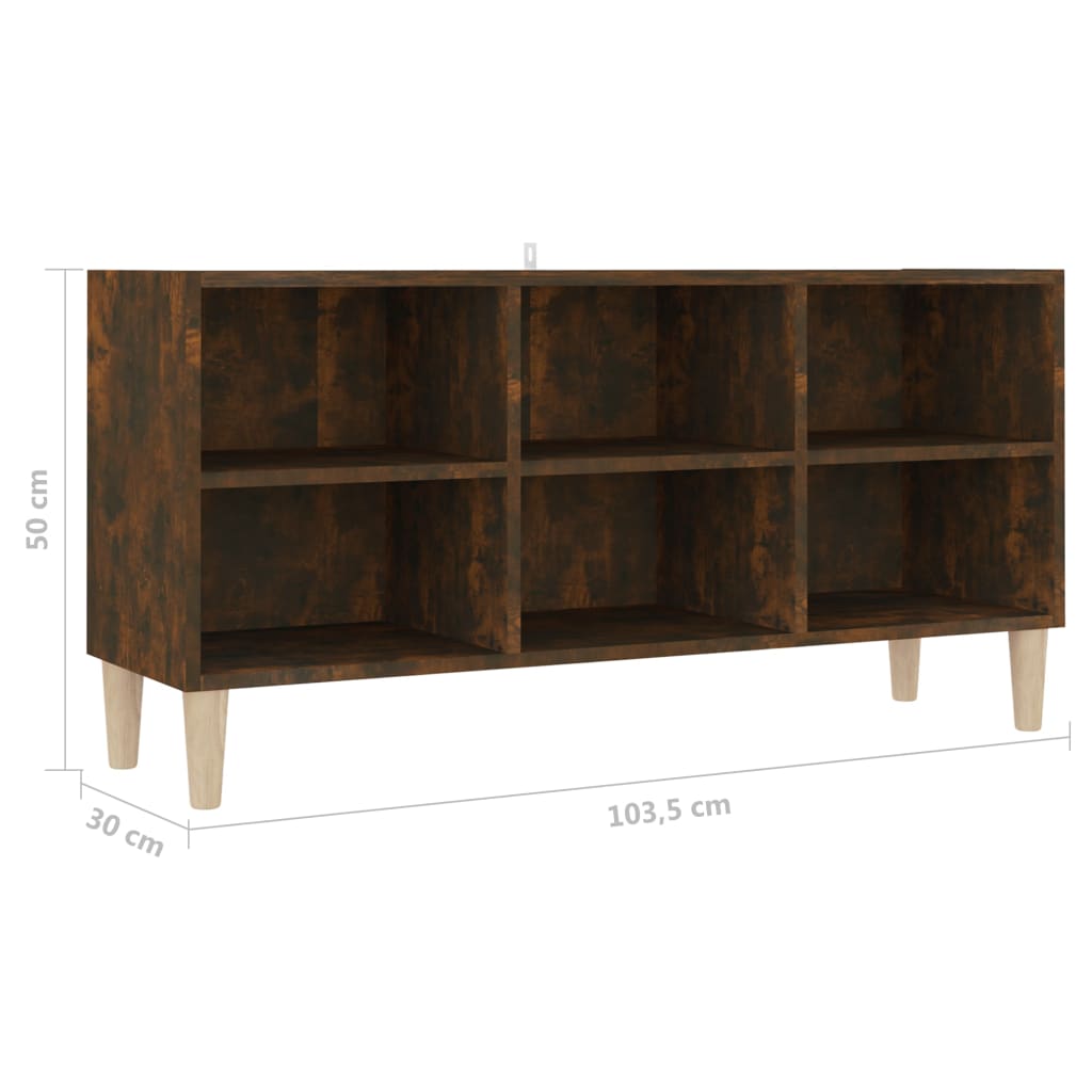 Tv-Meubel Met Houten Poten 103,5X30X50 Cm Gerookt Eikenkleurig