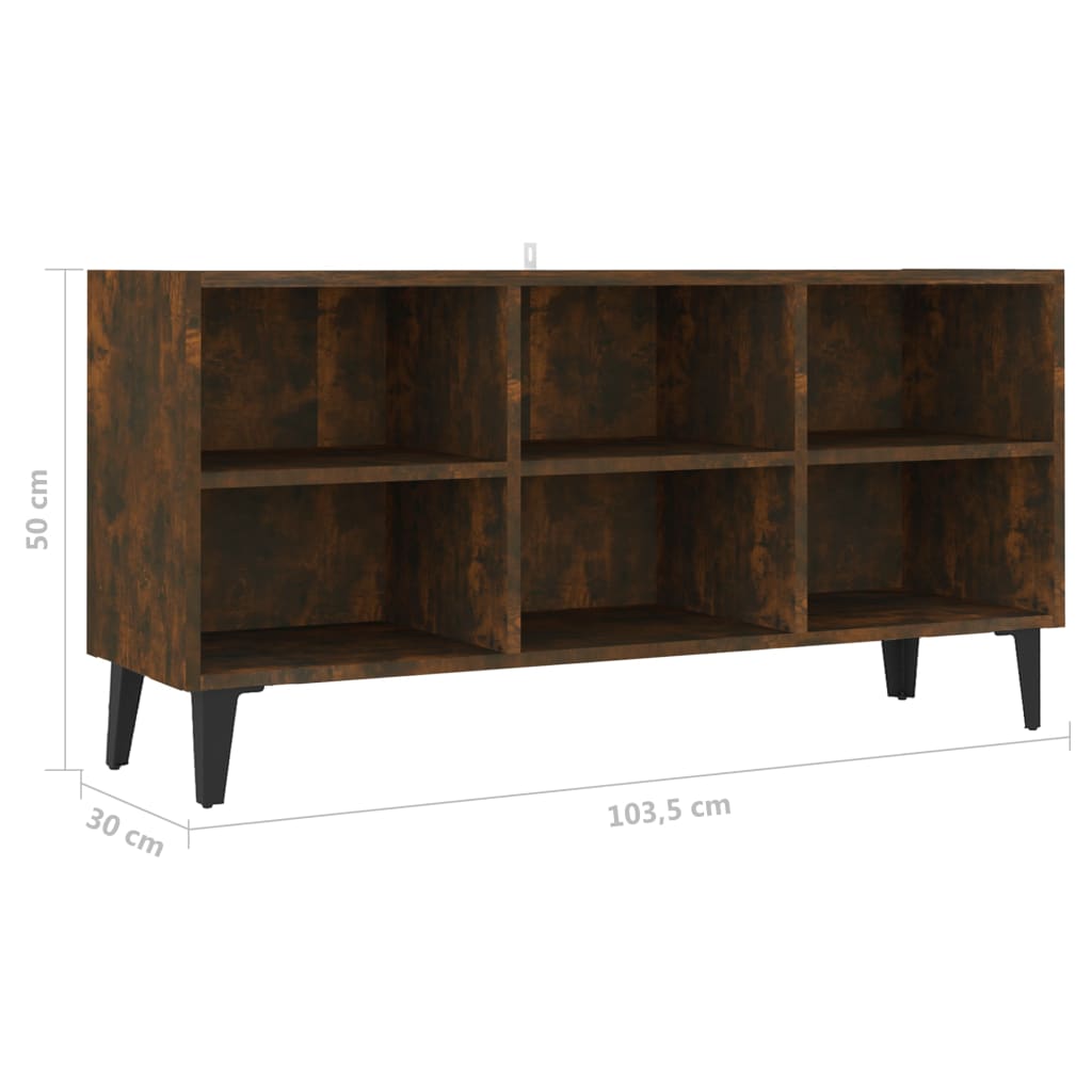 Tv-Meubel Met Metalen Poten 103,5X30X50 Cm Gerookt Eikenkleurig