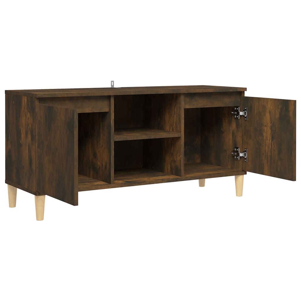 Tv-Meubel Met Houten Poten 103,5X35X50 Cm Gerookt Eikenkleurig
