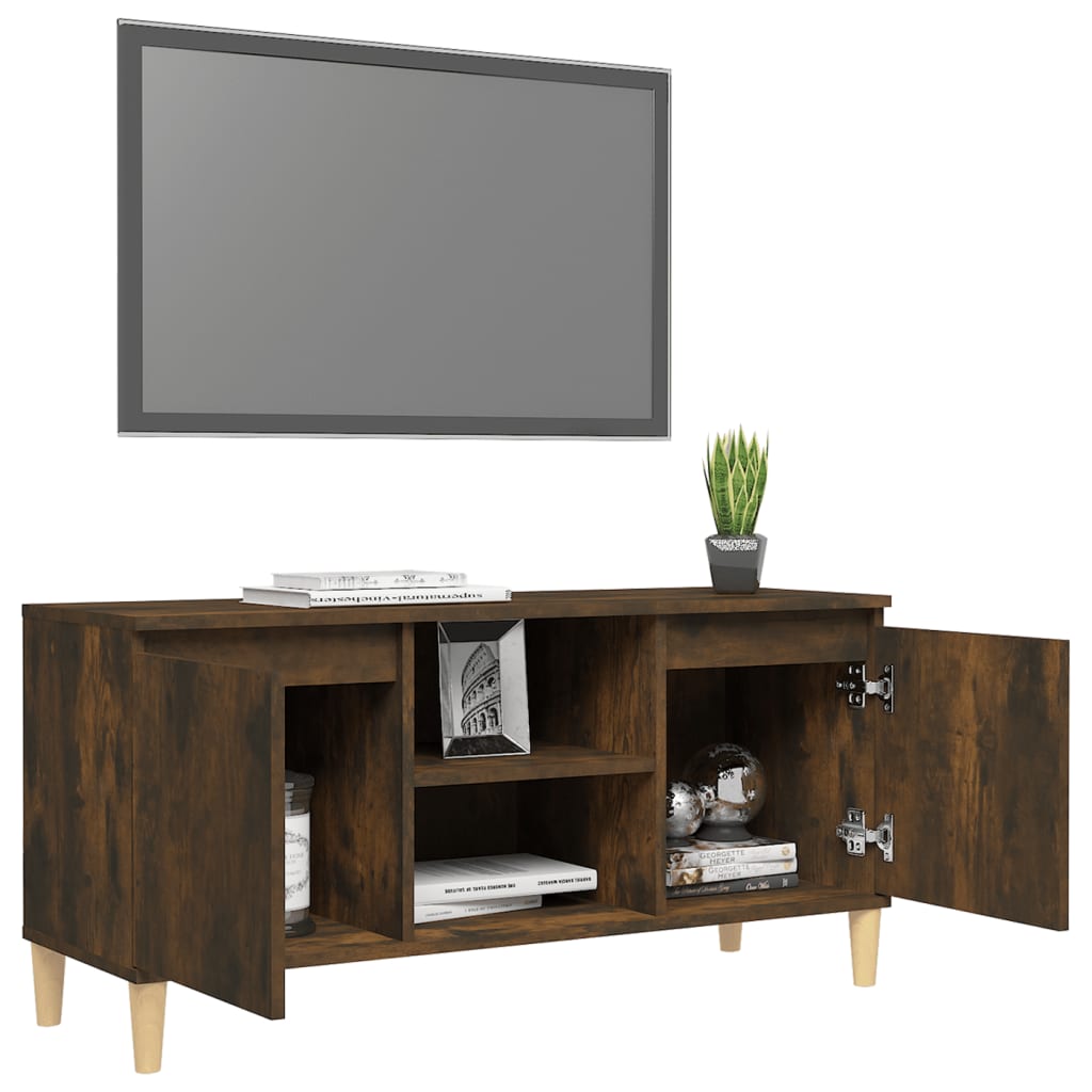Tv-Meubel Met Houten Poten 103,5X35X50 Cm Gerookt Eikenkleurig