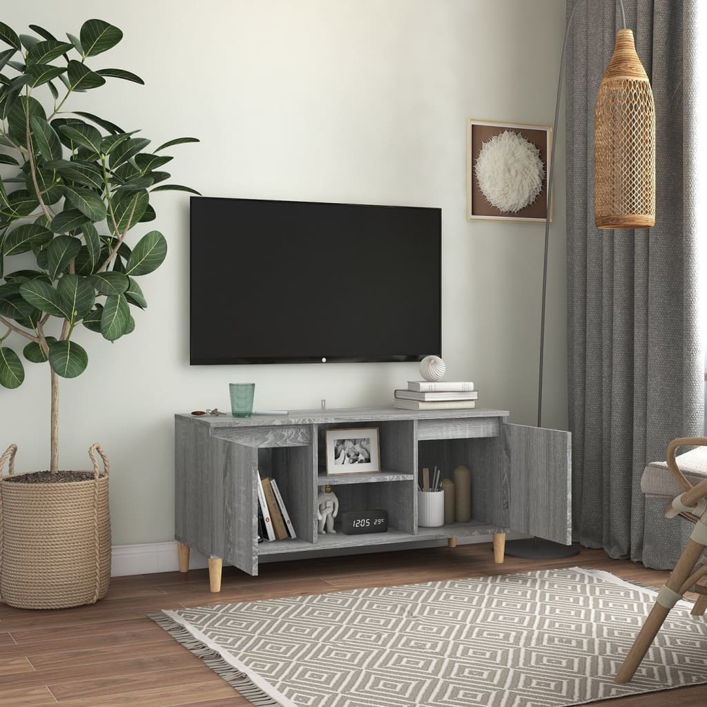 Tv-Meubel Met Houten Poten 103,5X35X50 Cm Grijs Sonoma Eiken