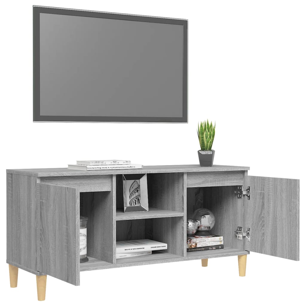 Tv-Meubel Met Houten Poten 103,5X35X50 Cm Grijs Sonoma Eiken