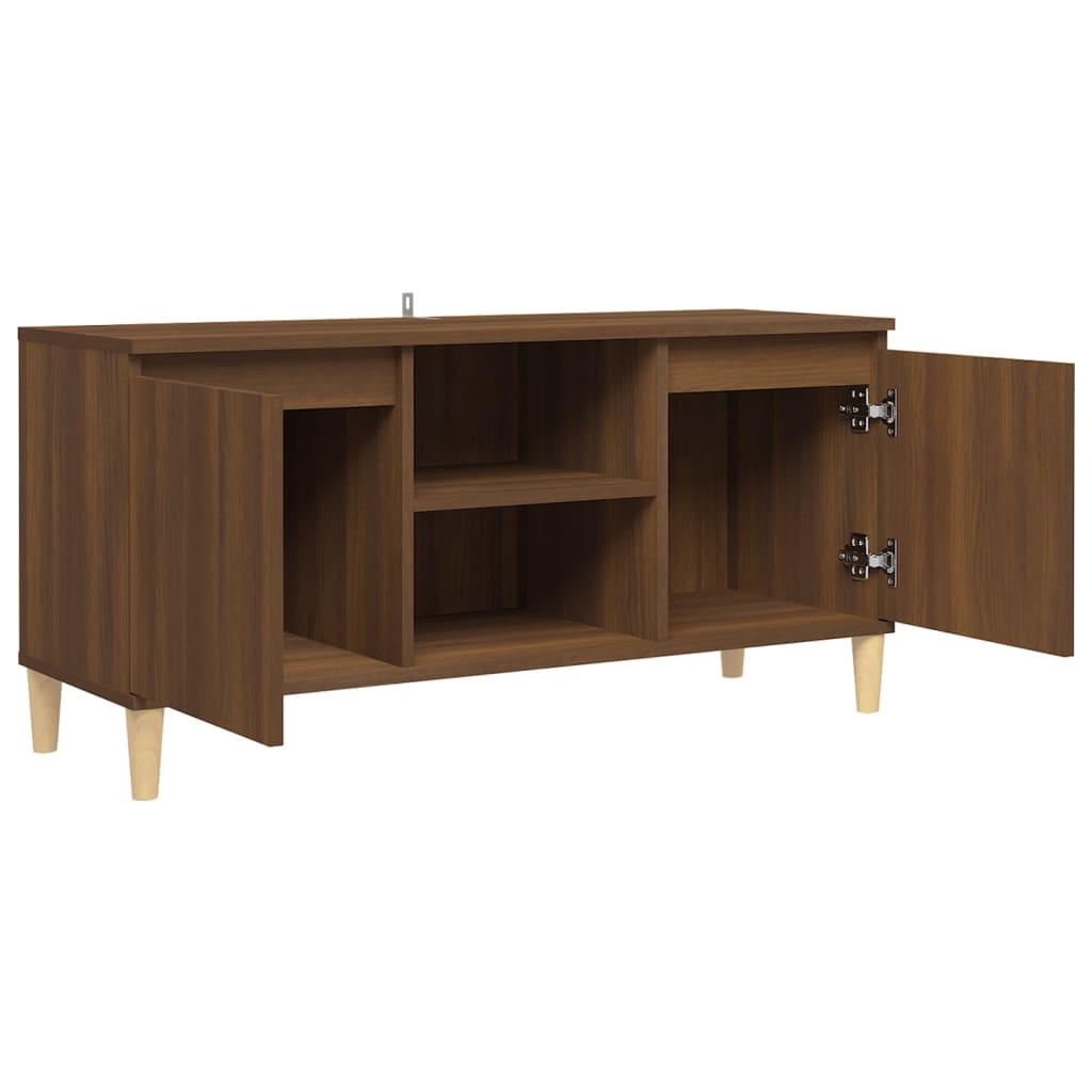 Tv-Meubel Met Houten Poten 103,5X35X50 Cm Bruineikenkleurig