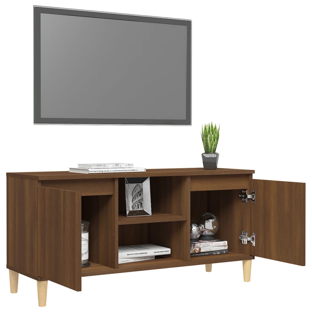 Tv-Meubel Met Houten Poten 103,5X35X50 Cm Bruineikenkleurig