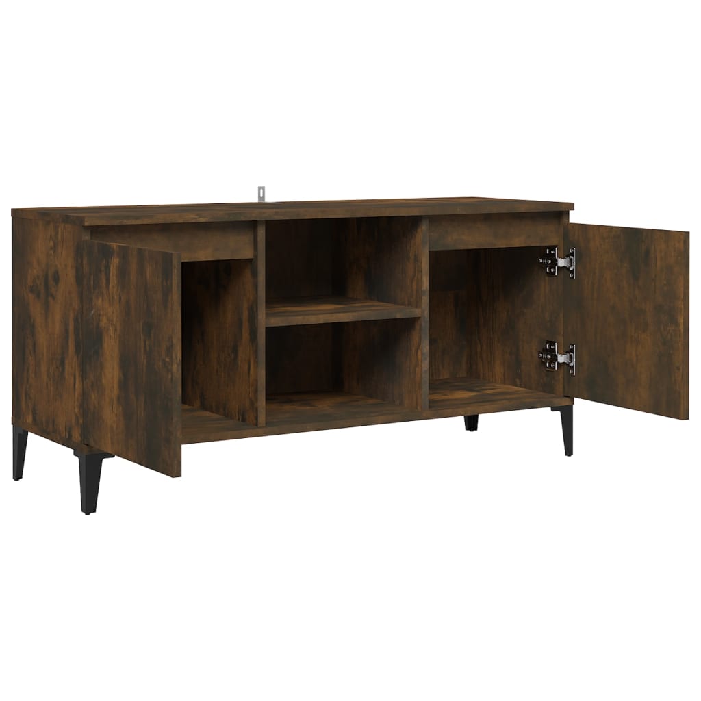 Tv-Meubel Met Metalen Poten 103,5X35X50 Cm Gerookt Eikenkleurig