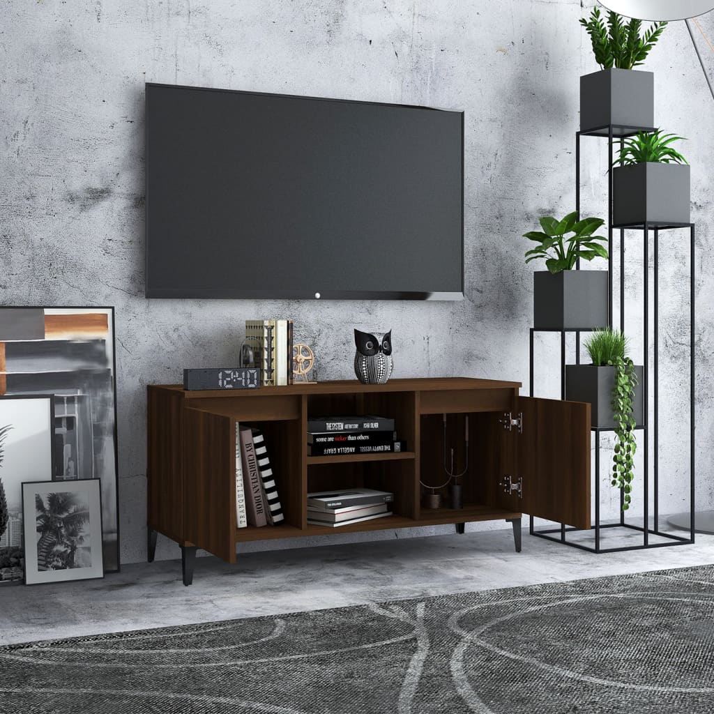 Tv-Meubel Met Metalen Poten 103,5X35X50 Cm Bruineikenkleurig