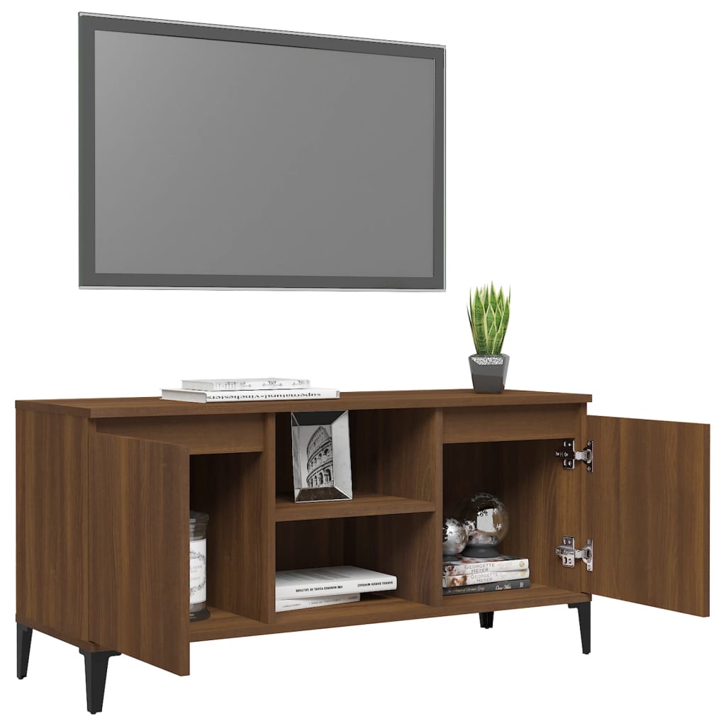 Tv-Meubel Met Metalen Poten 103,5X35X50 Cm Bruineikenkleurig