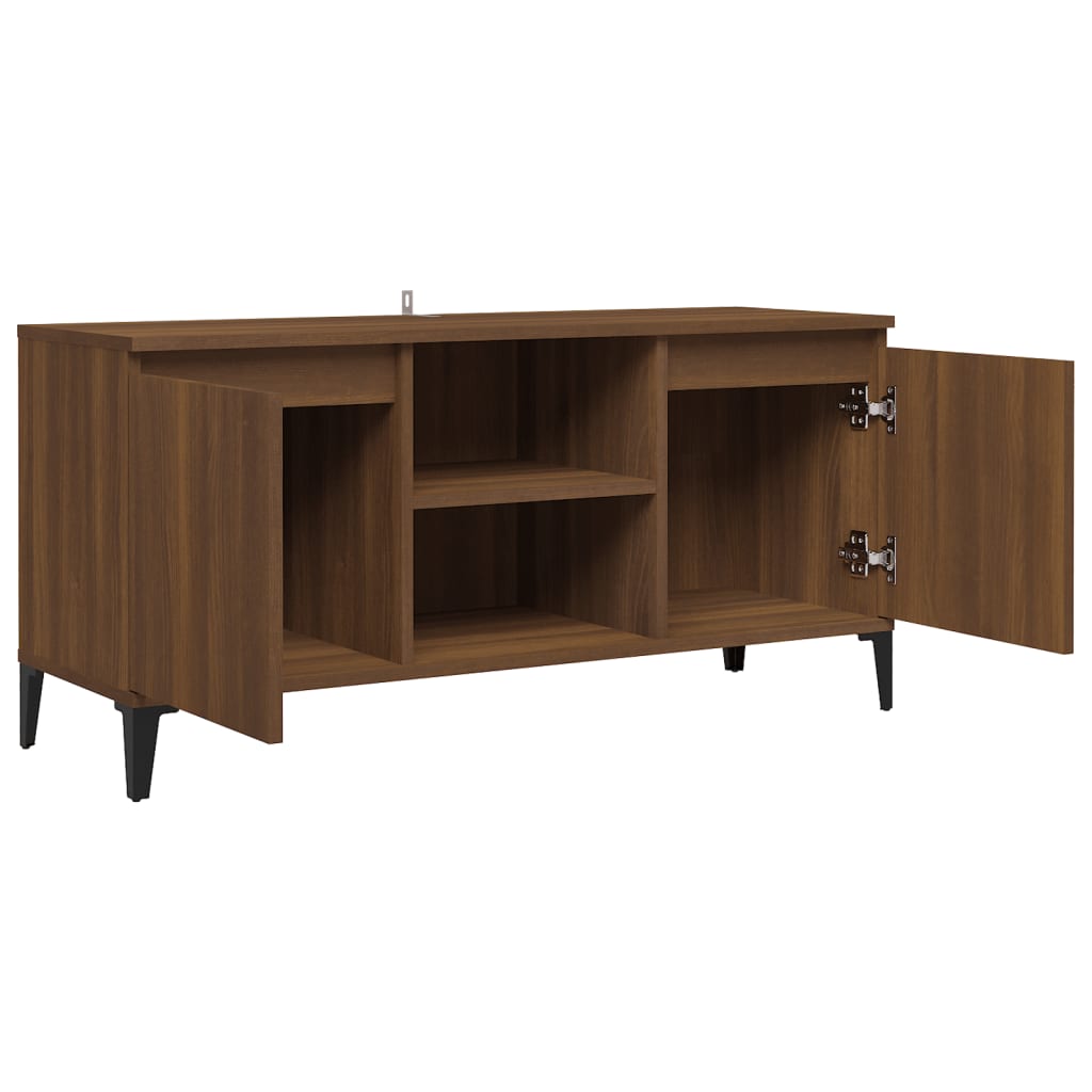Tv-Meubel Met Metalen Poten 103,5X35X50 Cm Bruineikenkleurig