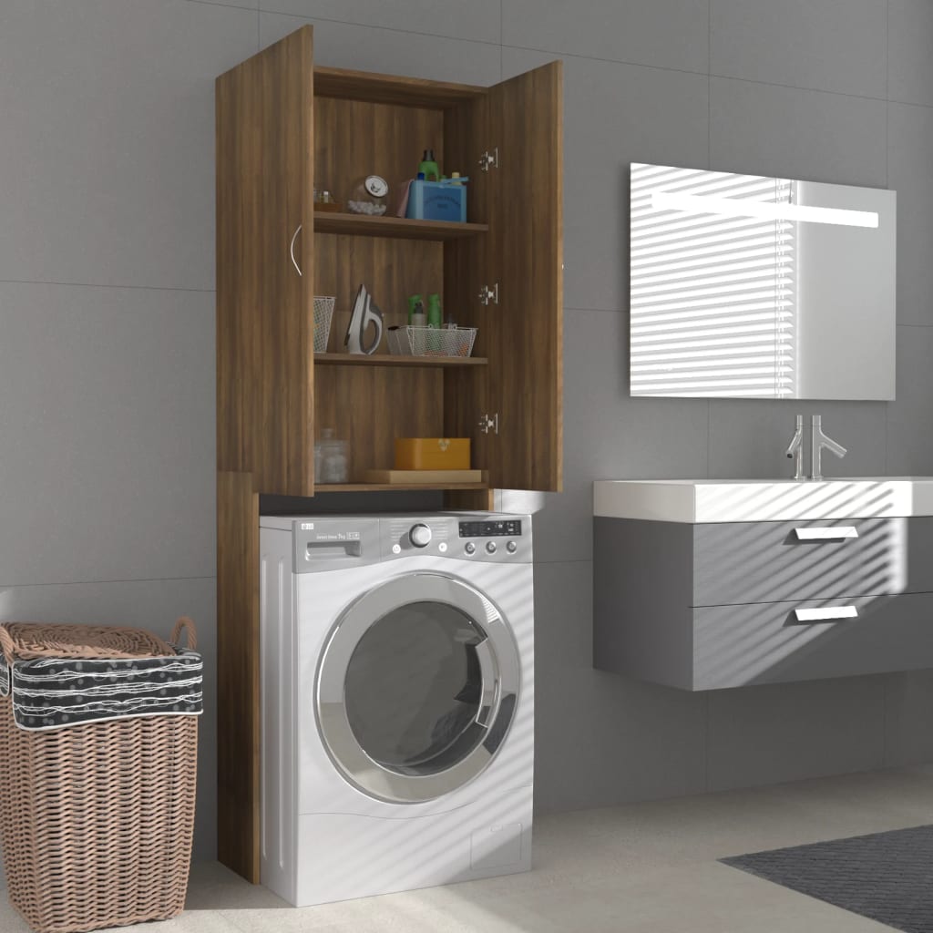 Wasmachinekast 64X25,5X190 Cm Bruineikenkleurig