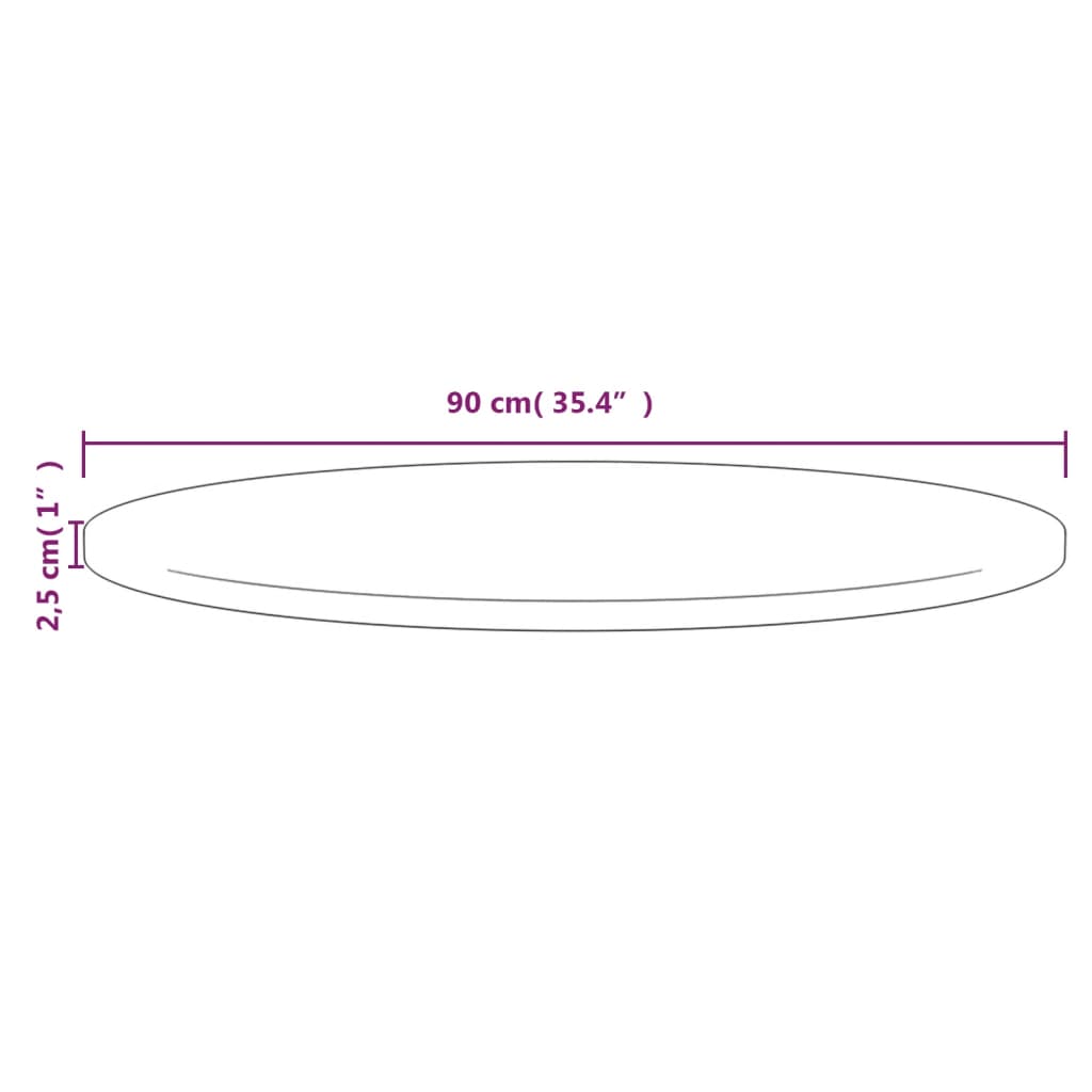 Tafelblad Ø90X2,5 Cm Massief Grenenhout