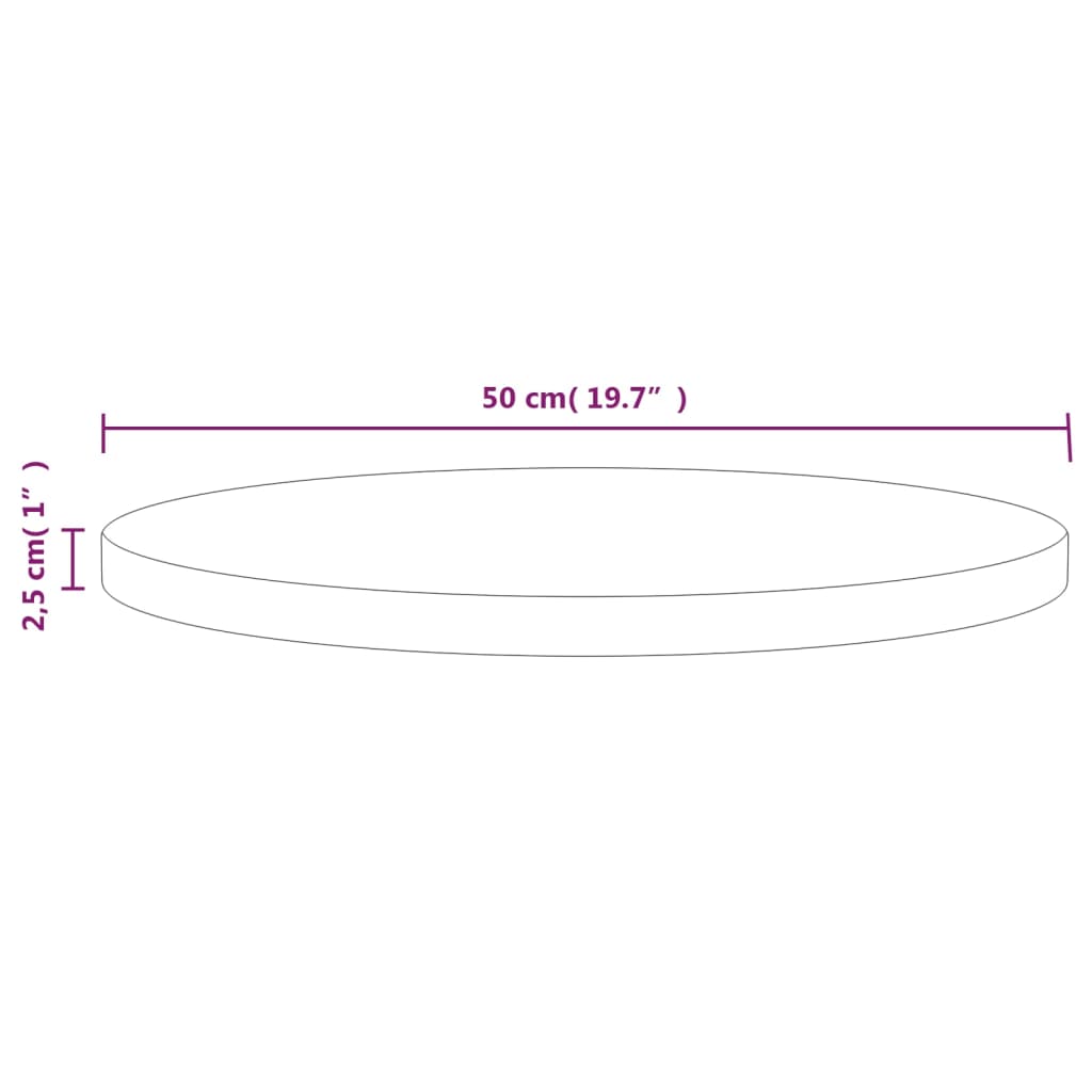 Tafelblad Ø50X2,5 Cm Massief Grenenhout Wit