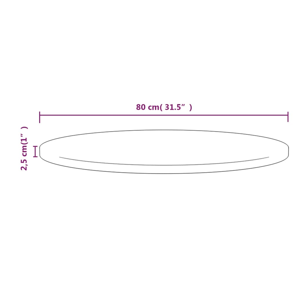Tafelblad Ø80X2,5 Cm Massief Grenenhout Wit
