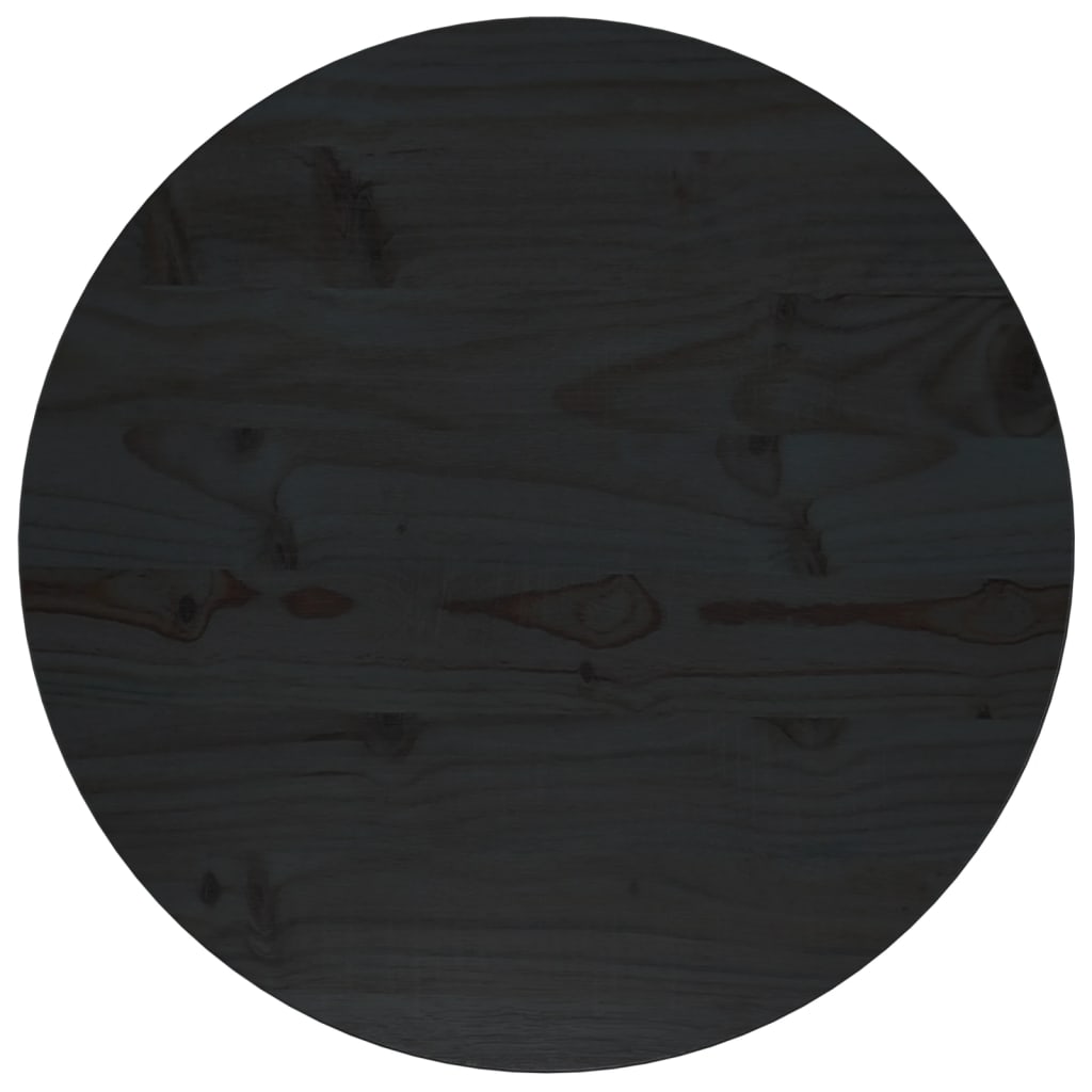 Tafelblad Ø50X2,5 Cm Massief Grenenhout Zwart