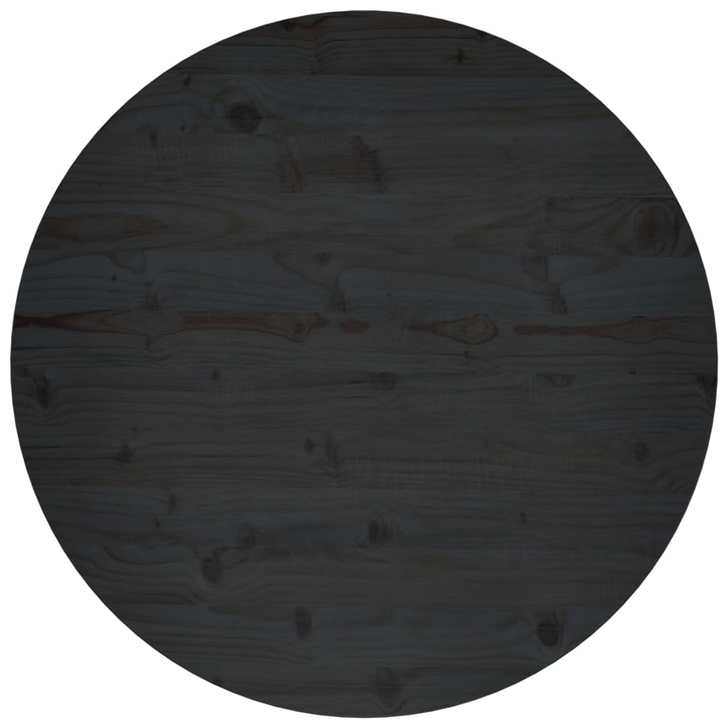 Tafelblad Ø80X2,5 Cm Massief Grenenhout Zwart