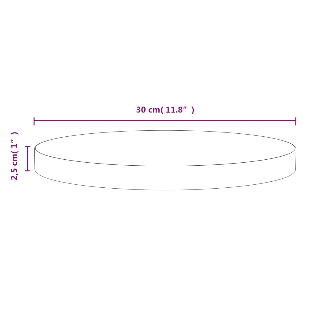 Tafelblad Ø30X2,5 Cm Massief Grenenhout Grijs